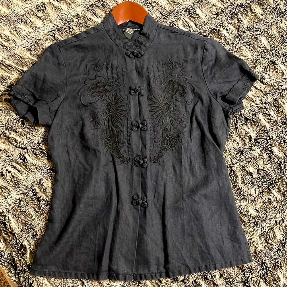 Women’s Small navy button down embroidery by Lucky Brand